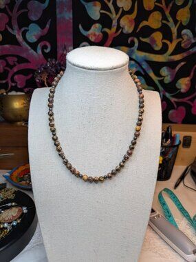 Leopard Skin Jasper Gemstone Necklace – 14" Handcrafted Strand